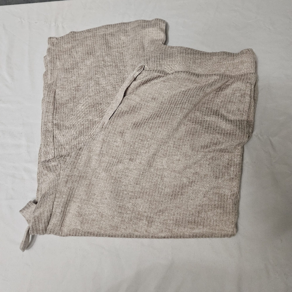 Jockey Womens Tan Ribbed Capri Sweatpants With Pockets Boho Nature Casual Sz XL